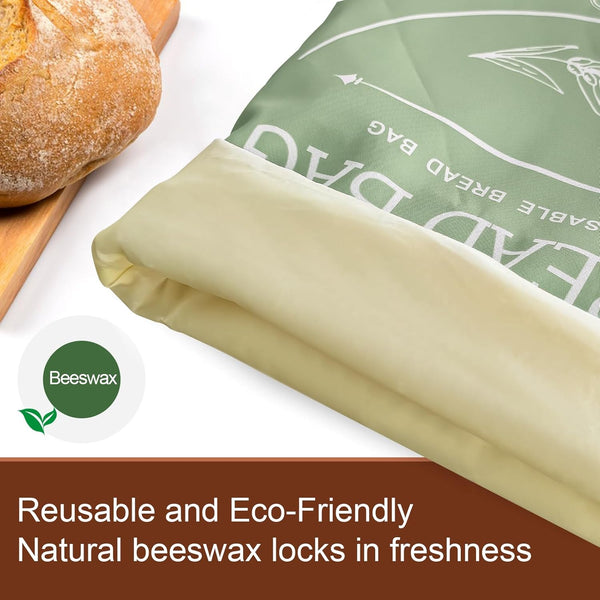 Bread Bags for Homemade with Beeswax Wrap - Zipper Reusable Bread Bag for Sourdough 2-Pack, Reusable Food Storage Bag to Keep Sourdough Fresh,