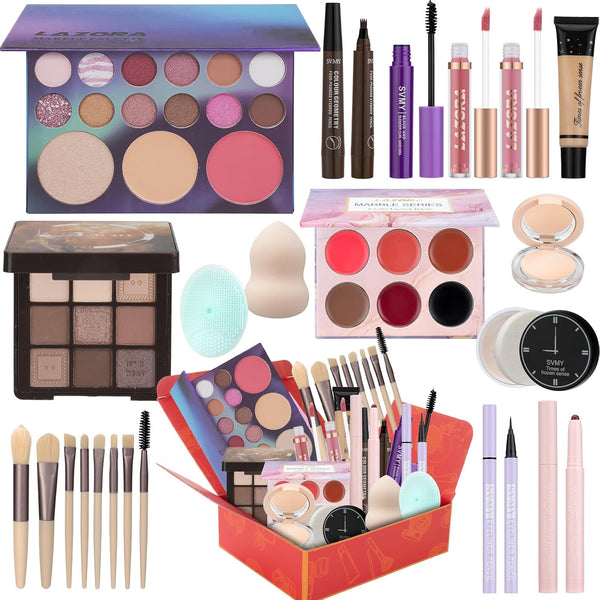 Makeup Kit for Teens for Women Full Kit Includes 20 Colors Eyeshadow Palette Foundation & Face Primer Makeup Sponge Eyebrow Soap Winged Eyeliner