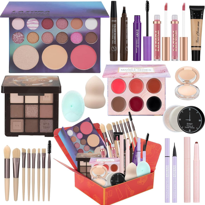 Makeup Kit for Teens for Women Full Kit Includes 20 Colors Eyeshadow Palette Foundation & Face Primer Makeup Sponge Eyebrow Soap Winged Eyeliner