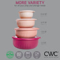 COOK WITH COLOR Prep Bowls with Lids- Wide and Deep Nesting Plastic Small Mixing Bowl Set with Lids, 8 Piece Set - Wide Bowls, Rose Rose 8 Piece