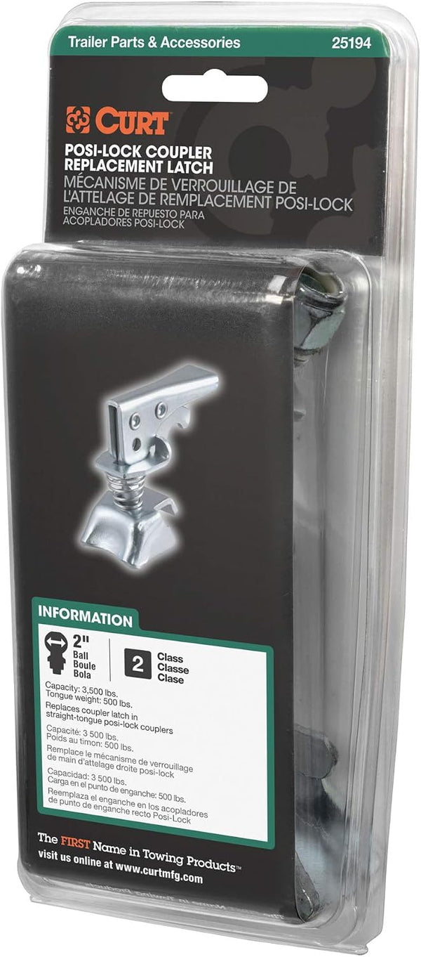 CURT 25194 Posi-Lock Coupler Replacement Latch for 2-Inch Trailer Hitch Ball, CLEAR ZINC