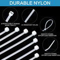 1000 Pcs White Zip Ties, 6 Inch Clear Self-Locking Nylon Cable Ties, Premium Heavy Duty Plastic Wraps Wire Ties for Indoor and Outdoor 6" White