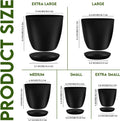 Plant Pots Indoor with Drainage, 5 Pack Multi-Size Planters Set, Black Pack of 5 Black