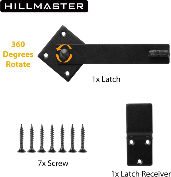 HILLMASTER Sturdy 6" Farm Flip Fence Gate Latch, Barn Door Lock Flip Latch Hardware, Rustic Gate Lock for Cabinet, Shed, Sliding Doors, Matte
