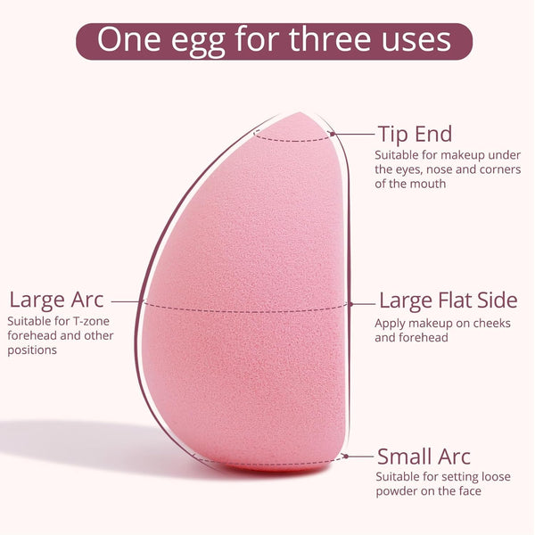 BEAKEY Flat Duo Patented Makeup Sponge Set of 2, Latex Free Pink Beauty Sponge for Foundation and Powder Application, Soft Blending Sponges, Large