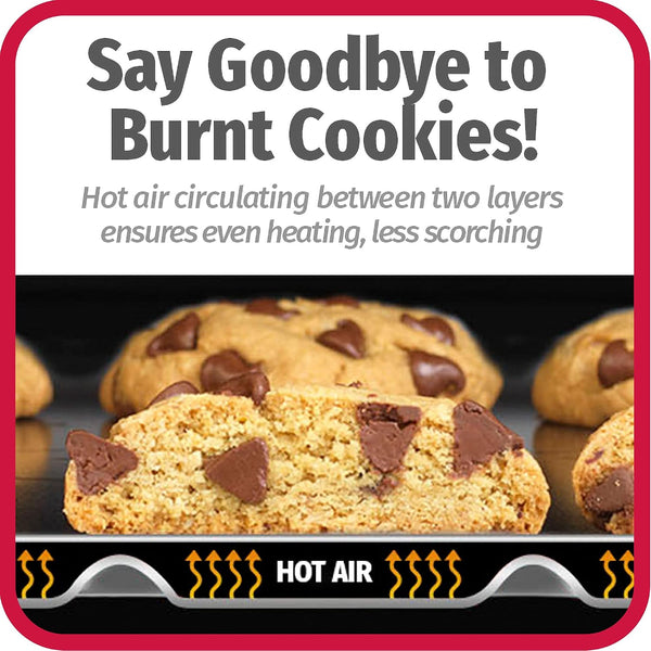 GoodCook AirPerfect Insulated Cookie Sheets Set of 2 Nonstick Carbon Steel Construction Pans for No-Burn Baking with Ergonomic Grip, 16 x 14-Inch,