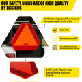 Slow Moving Vehicle Sign, Plastic DOT Slow Moving Vehicle Triangle Signs, SMV Sign 14"X16"X0.16"/5Mm Thick Diamond Grade Reflective up to 7 Years