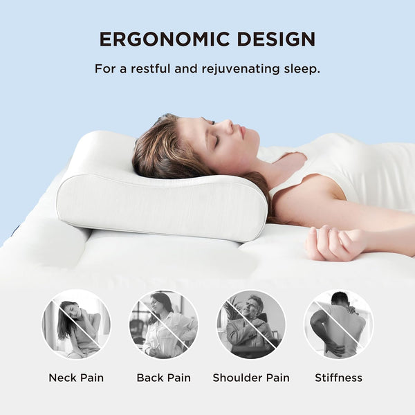 Bedsure Cervical Neck Support Pillow for Sleeping, Ergonomic Odorless Memory Foam Cervical Contour Orthopedic Pillow for Neck Pain Relief, for
