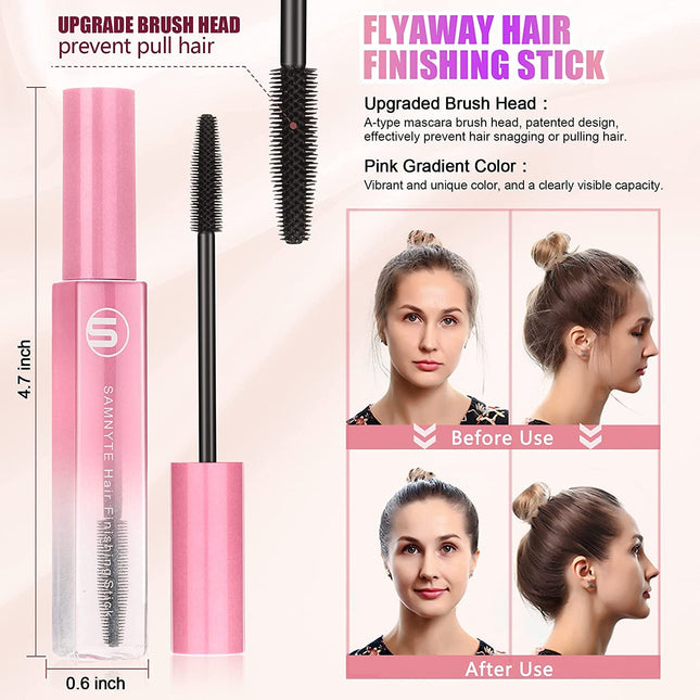 Samnyte Flyaways Hair Stick (4 Pack) - Hair Tamer, Finishing Mascara and Gloss E