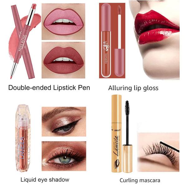 AOLIKOKO All in One Makeup Kit for Women - Full Professional Kit With Pressed Powder, Blush, Eyeliner, Eyeshadow, Mascara, Lip Gloss and Lipstick