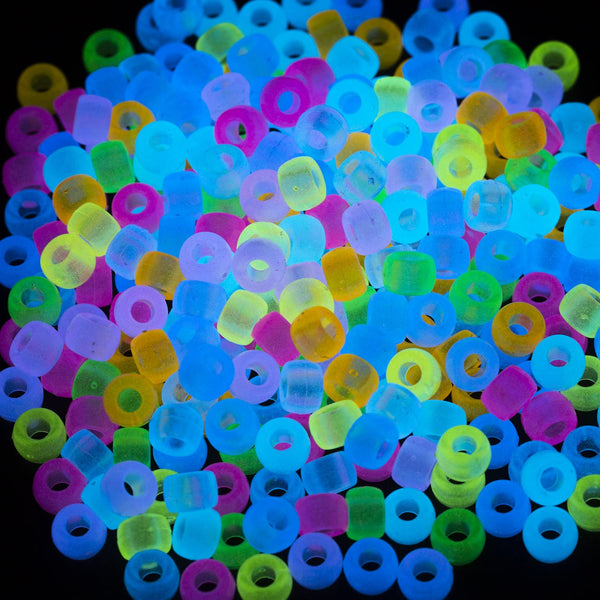 1000Pcs Acrylic Glow in The Dark Kandi Pony Beads Bulk for Bracelet Making | Acrylic ,9 Color,6x9mm, For Necklace Friendship Making,for Hair