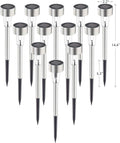 GIGALUMI Solar Pathway Lights, Stainless Steel IP44 Waterproof Auto On/Off Outdoor LED Solar Landscape Lights for Garden, Yard, Patio, Path and