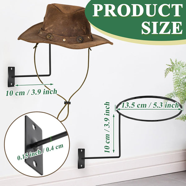 TiciKim Pack of 4 Cowboy Hat Rack Metal Hat Holder Wall Mounted Hat Hanger for Wall Display, Cowboy Hat Holder Organizer Multifunctional Organizer