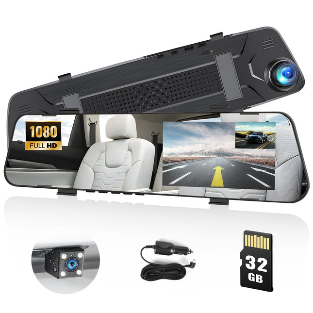 Mirror Dash Cam for Cars,4.5" Rear View Mirror 1080P Front and Rear View Dual Cameras,Super Night Vision,Parking Assista