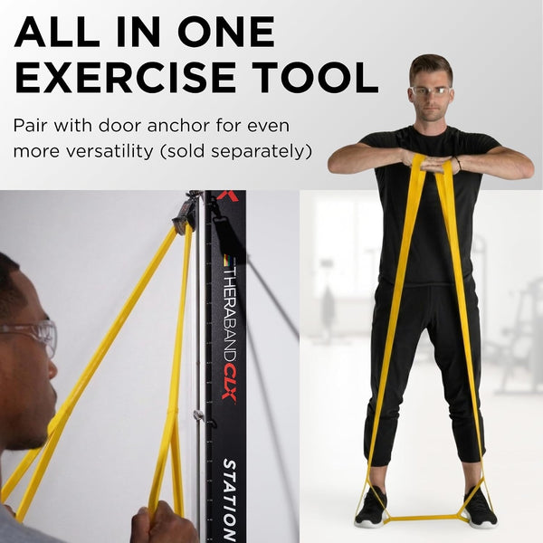THERABAND CLX Resistance Band with Loops, 5-Foot Band Level 1 / Light - Yellow Consecutive Loop