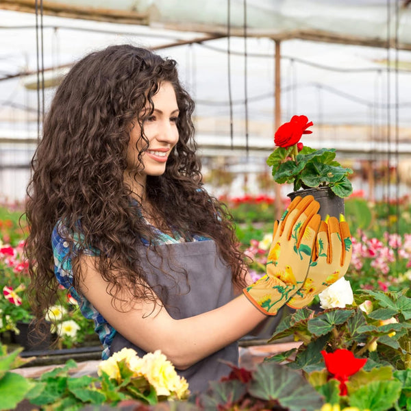 Leather-Gardening-Gloves for Women -Thorn-Proof Work-Gloves for Weeding, Digging, Planting,Pruning Yard Garden Gloves