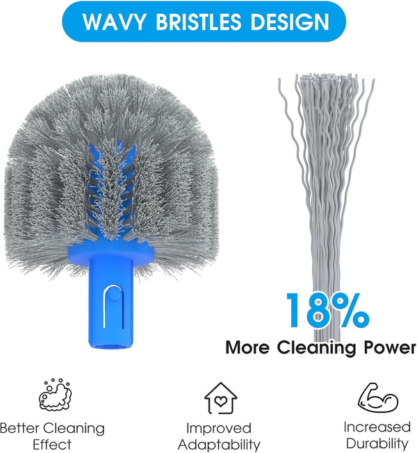 TidyMister 20" 2 in 1 Pool Brush Head for Cleaning Walls, Steps & Corners, Wavy Bristles Pool Scrub Brush with Round Ends, Fits 1-1/4" Standard