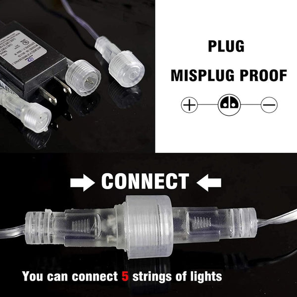 Dazzle Bright 4th of July Lights Decorations, 288LED Red Blue and White Meteor Shower Rain Lights 12Inch 8 Tubes, Waterproof Plug in Falling Rain