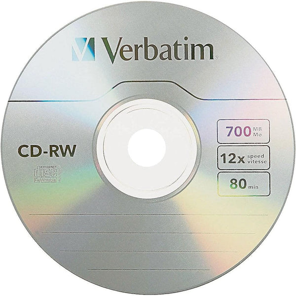 Verbatim CD-RW 700MB 2X-12X Rewritable Media Disc - 25 Pack Spindle 25pk Spindle