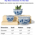 HakkaGirl Blue and White Planters, Succulent Pots Ceramic Plant Pots Indoor with Drainage for Home Décor - Set of 3 Blue and White - Art Decor Set