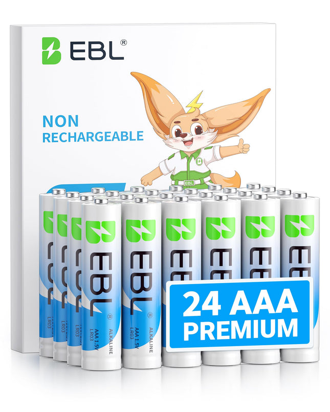 EBL AAA Batteries 24 Pack, 1.5V Alkaline Triple a Batteries, Long-Lasting Alkali