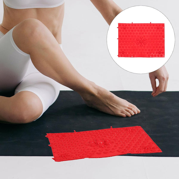 Reflexology Foot Massage Pad - Acupressure Mat for Blood Circulation, Stress Reliefs, and Foot Health, Home Therapy Massaging Plate (Red)