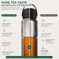 22 oz Ceramic Lined Tea Infuser Travel Tumbler, Micro-Mesh Stainless Steel Infuser, Pure Taste Ceramic Interior, Triple Insulated 12hr Hot Cold,