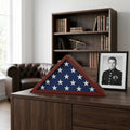 Americanflat Large Flag Display Case for Folded 5x9.5' Burial Flags - Engineered Wood Display Box for Wall or Tabletop - Silhouette Collection -