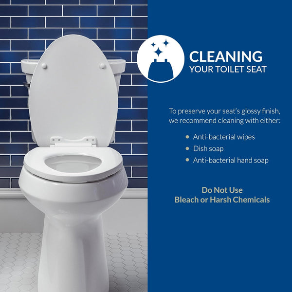 Mayfair Padded Toilet Seat, Cushioned Soft Vinyl over Wood Core Seat, Secure Hinges, Easy Clean, Made in USA, Round, White Round White Toilet Seat