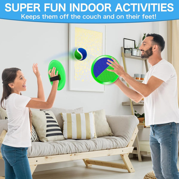 Ball Catch Game, Kids Toss Game for Ages 3 4 5 6 7 8-12 Year Old Boy Girl, Catching Balls Set with 2 Ball Paddles for Outdoor Yard Game, Pool or