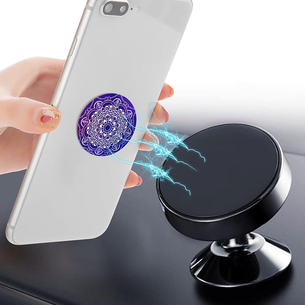 Weewooday 8 Pcs Phone Magnet Car Metal Mount Plate for Cell Holder Compatible with Magnetic Car Mounts Replacement Sticker(Mandala Style)