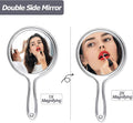 Jetec Hand Mirror Double-Sided Handheld Mirror 1X/ 2X Magnifying Mirror with Handle Transparent Hand Mirror Rounded Shape Makeup Mirror (Clear) 1