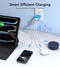 [40W/2Pack] Wall Charger, USB C Charger Block, Multi-Port PD + QC 3.0 Super Fast Charging Power Plug Adapter Brick for Watch Series 9 8 7, Iphone
