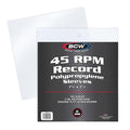 BCW 45 RPM Record Sleeves - 100 Count | Fits Standard 7 Inch Single 45s | Snug-Fit 2 Mil Polypropylene Outer Sleeves | Archival Plastic Covers for