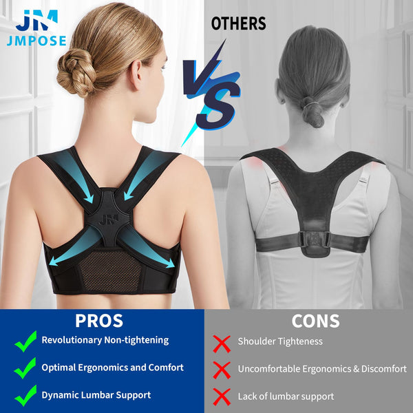 JMPOSE Back Posture Corrector for Women: Adjustable Shoulder Posture Brace Straightener Pain Relief (Black S/M)