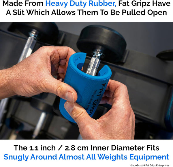 Fat Gripz - Thick Grips - Increased Muscle Fiber Activation - Bigger Arms (4x Men's Health Award Winner) NEW! Blue/Black