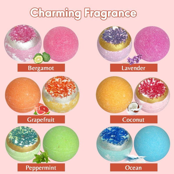 KAV Bath Bombs for Women Gift Set 12Pcs, All Natural Organic Bubble Home Spa Bathbomb Gift Set for Her, Wife, Girlfriend, Mother, Christmas,