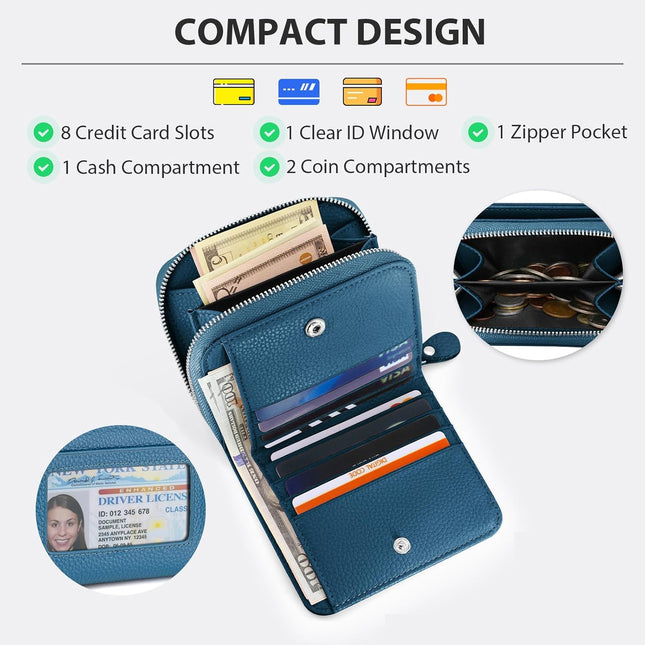 Small Wallet for Women, Genuine Leather RFID Blocking Credit Card Holder Slim Co