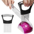 JAYVAR Onion Holder for Slicing, Onion Cutter Vegetable Chopper, Stainless Steel Tomato Slicer Vegetable Cutter for Potato, Avocados, Eggs, Food