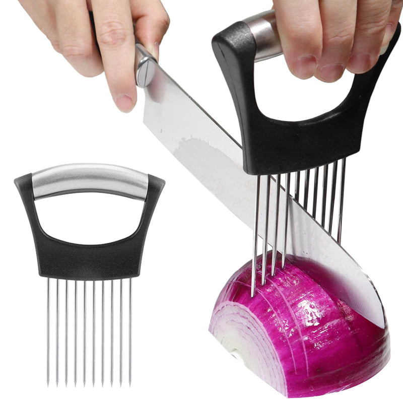 JAYVAR Onion Holder for Slicing, Onion Cutter Vegetable Chopper, Stainless Steel Tomato Slicer Vegetable Cutter for Potato, Avocados, Eggs, Food