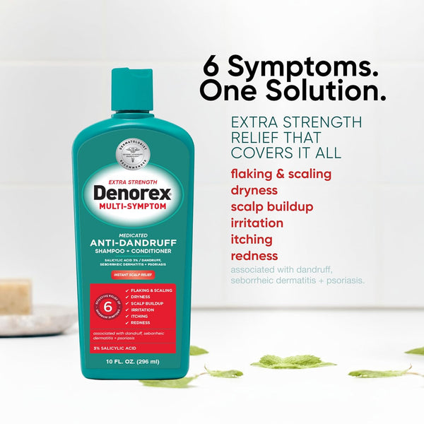 Denorex Extra Strength Dandruff Shampoo and Conditioner, 10 Oz | 3% Salicylic Acid | Relieves 6 Symptoms Caused by Dandruff, Seborrheic Dermatitis