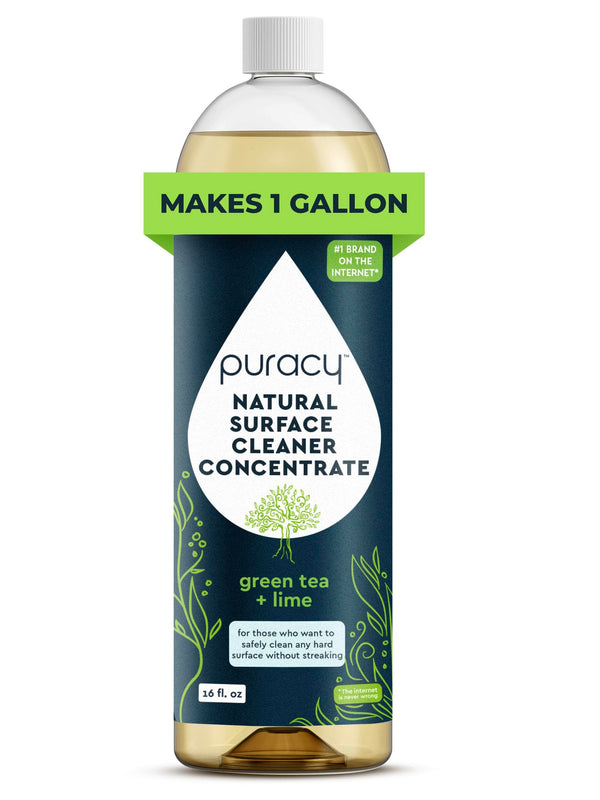 Puracy 99.9% Natural All Purpose Cleaner Concentrate - Makes 128Oz Multi Purpose Cleaner - Green Tea & Lime - Surface Cleaner, Floor Cleaner,