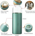 21oz Borosilicate Glass Water Bottles with Silicone Non-Slip Sleeve & Leak-Proof Lid-Reusable Drink Bottle for Office,Travel,Gym,Hiking-BPA