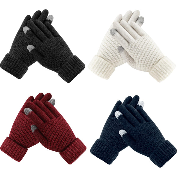 Premillow Winter Gloves for Women - Warm Knit Gloves with Elastic Cuff for Cold Weather, Touchscreen Compatible