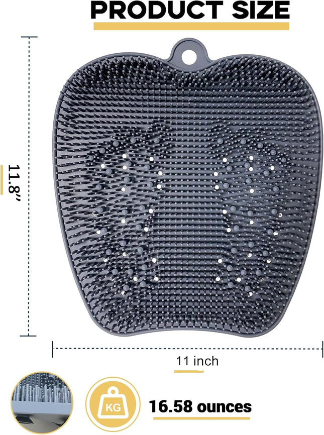 Extra Thicker & Larger Foot Scrubber Mat for Shower, Silicone Back Body Exfoliat