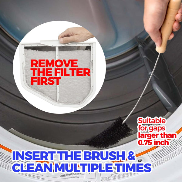 Holikme 2 Pack Dryer Vent Cleaner Kit Clothes Dryer Lint Brush Vent Trap Cleaner Home Essentials Long Flexible Vacuum Brush