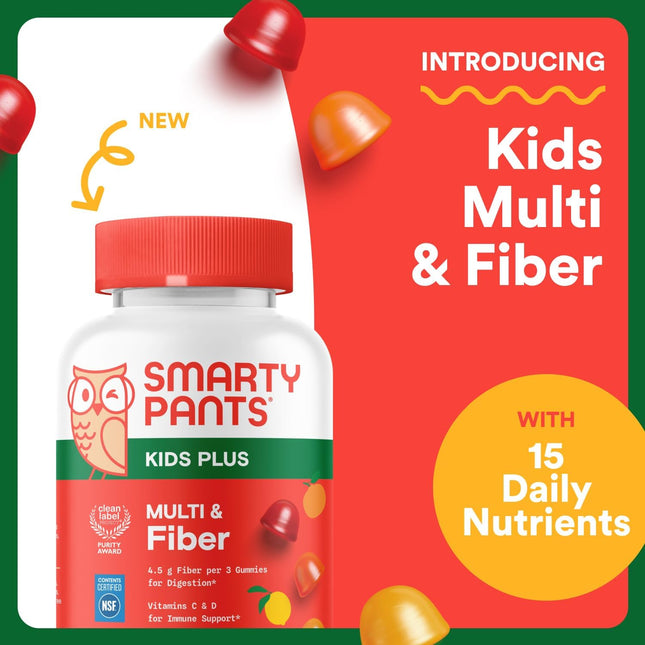 Smartypants Kids Multivitamin & Fiber Gummies: Prebiotic Fiber to Support Kids D