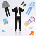 Lot 16 PCS Doll Clothes & Accessories Classic Black Suit for Boy Doll | Include Random 4 PCS Casual Wear + 5 PCS Dolls Pants + 3 Pairs of Shoes