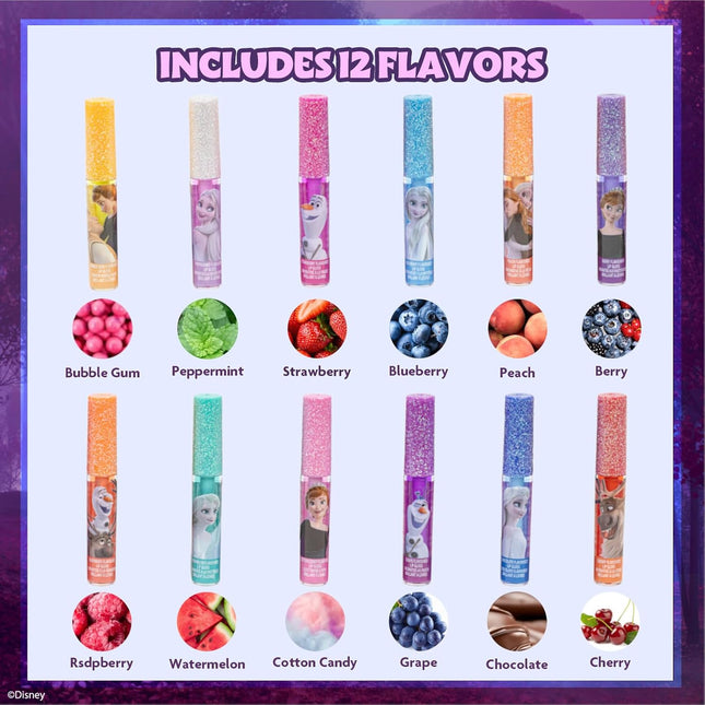Disney Frozen 12 Piece Plant Based Lip Gloss, Girls Party Favors, First Makeup S