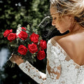 Hawesome 12PCS Artificial Silk Flowers Realistic Roses Bouquet Long Stem for Home Wedding Decoration Party (Red, 6 Flowers 6 Buds) Red 6 Flowers 6